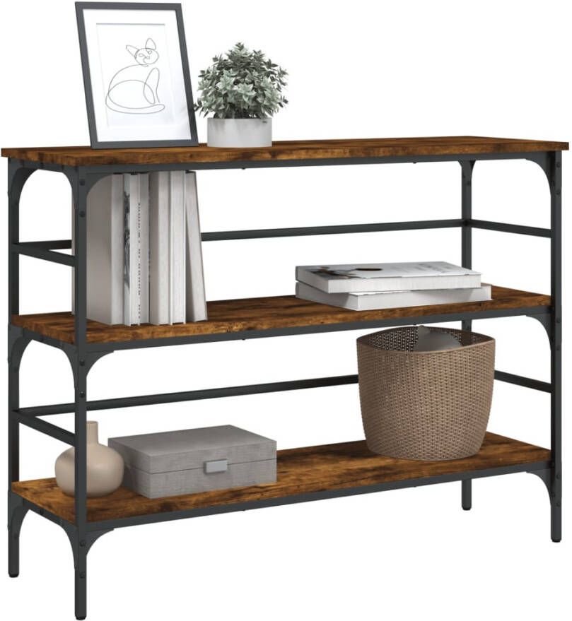 VidaXL -Wandtafel-100x32x75-cm-bewerkt-hout-gerookt-eikenkleurig - Foto 2