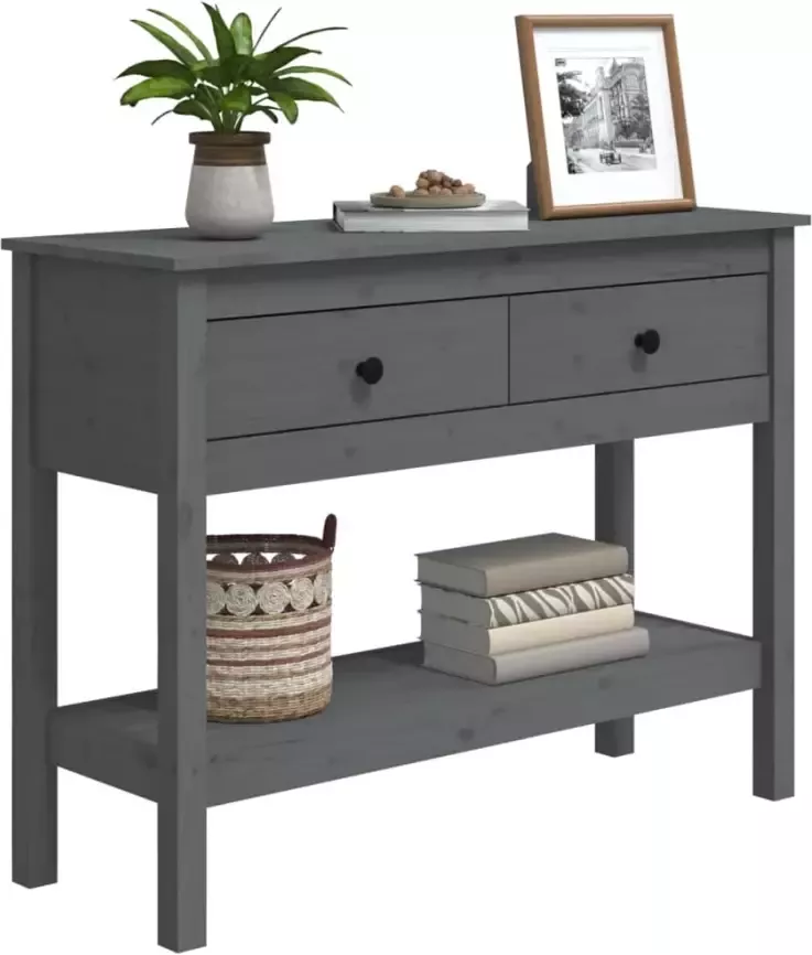 VidaXL -Wandtafel-100x35x75-cm-massief-grenenhout-grijs - Foto 4