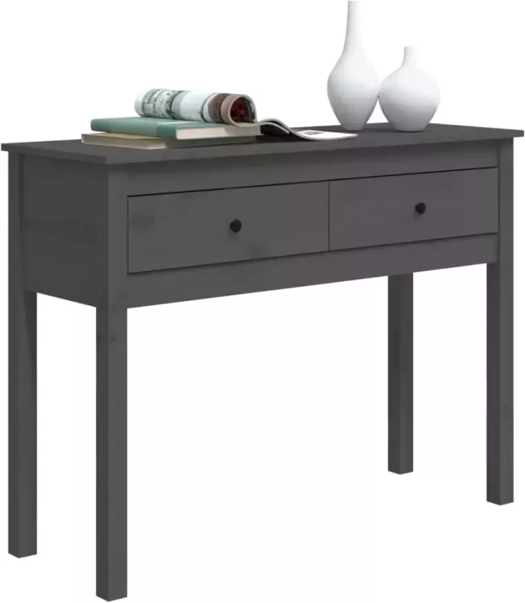 VidaXL -Wandtafel-100x35x75-cm-massief-grenenhout-grijs - Foto 4