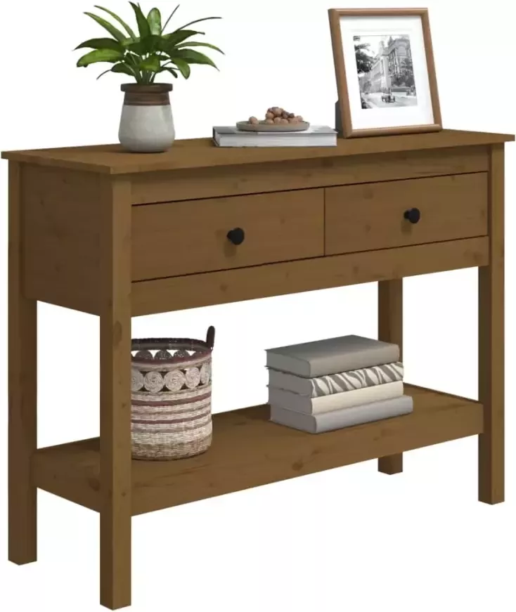 VidaXL -Wandtafel-100x35x75-cm-massief-grenenhout-honingbruin - Foto 4