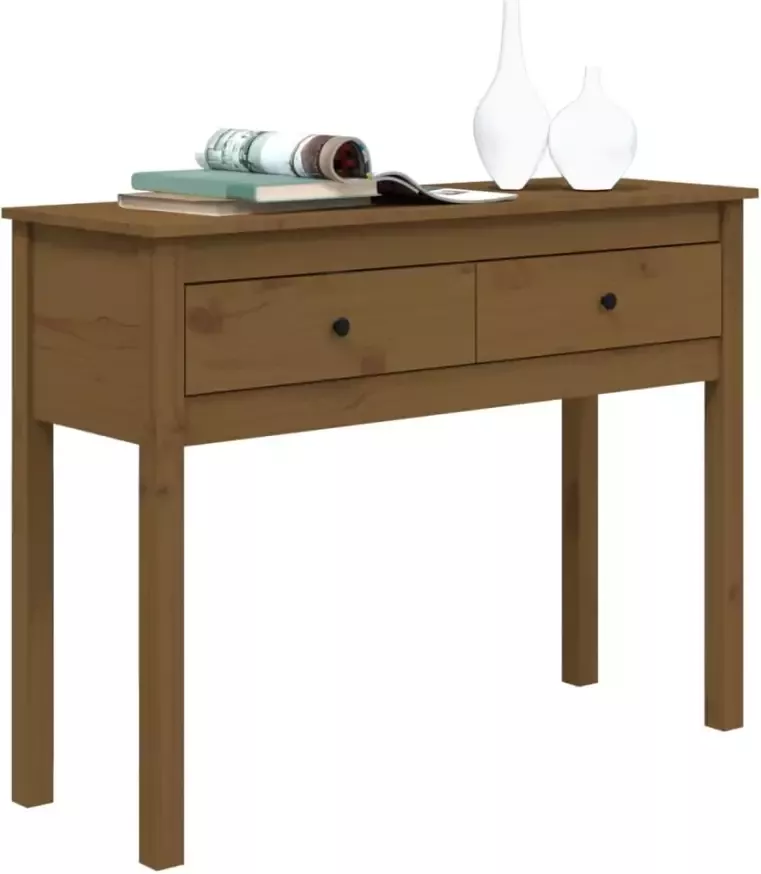 VidaXL -Wandtafel-100x35x75-cm-massief-grenenhout-honingbruin - Foto 4