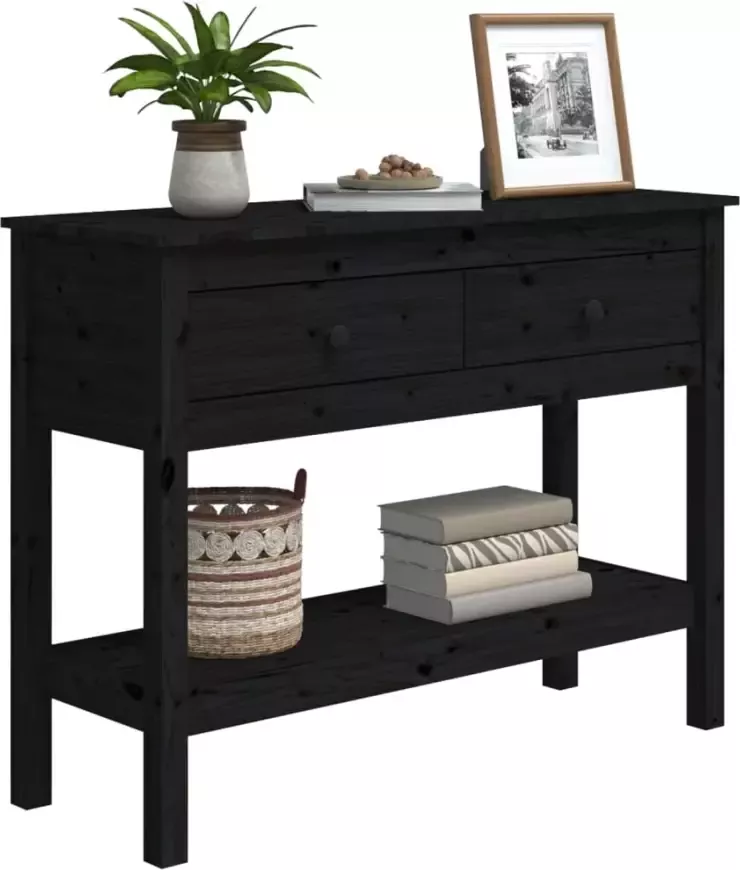 VidaXL -Wandtafel-100x35x75-cm-massief-grenenhout-zwart - Foto 4