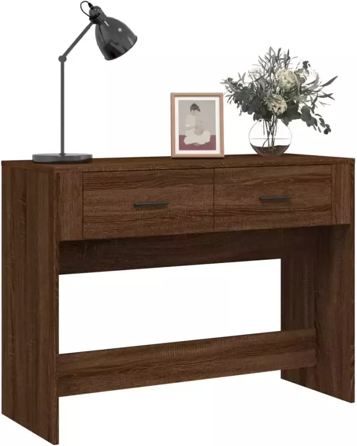 VidaXL VDXL Wandtafel 100x39x75 cm bewerkt hout bruineikenkleurig - Foto 5