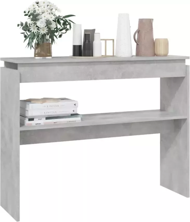 VidaXL -Wandtafel-102x30x80-cm-bewerkt-hout-betongrijs - Foto 4
