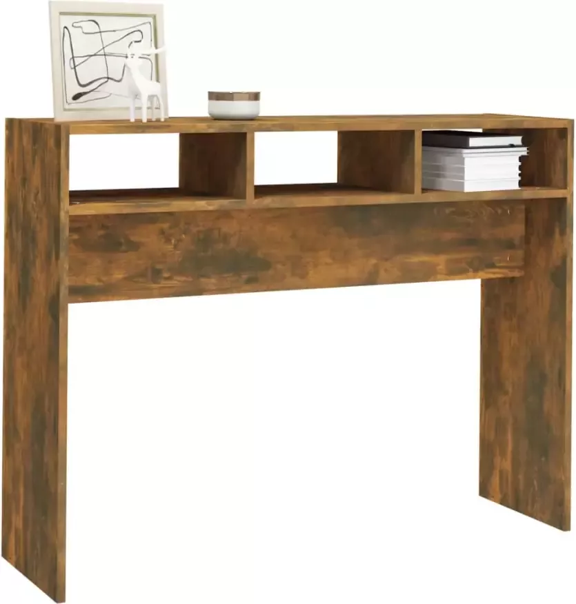 VidaXL -Wandtafel-105x30x80-cm-bewerkt-hout-gerookt-eikenkleurig - Foto 2