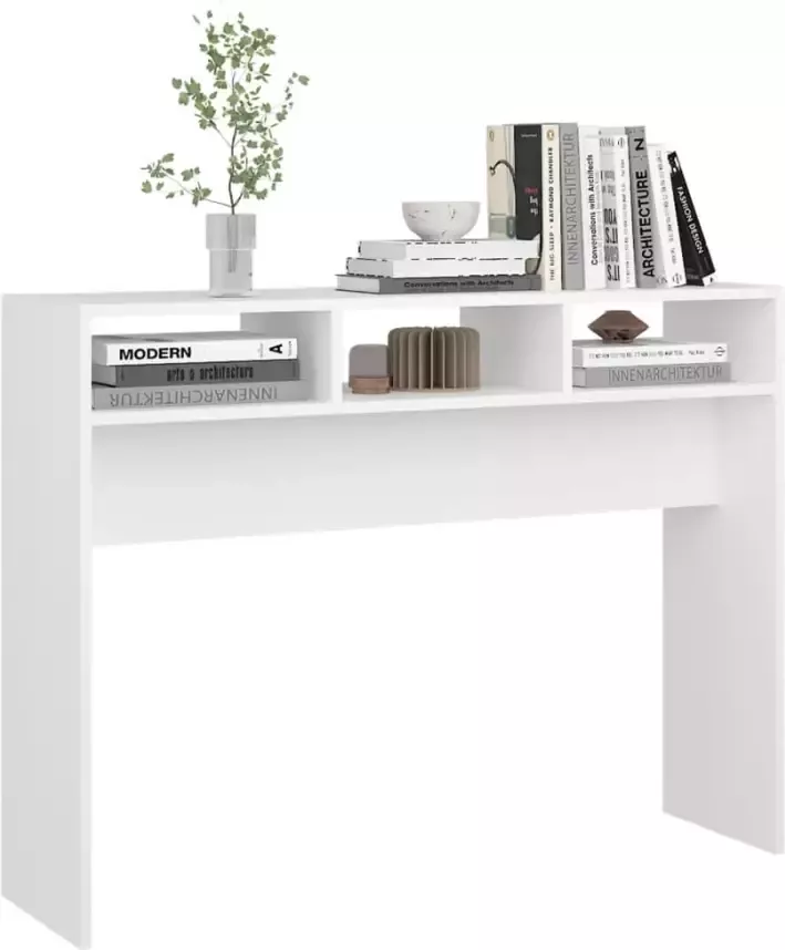 VidaXL -Wandtafel-105x30x80-cm-bewerkt-hout-wit - Foto 4