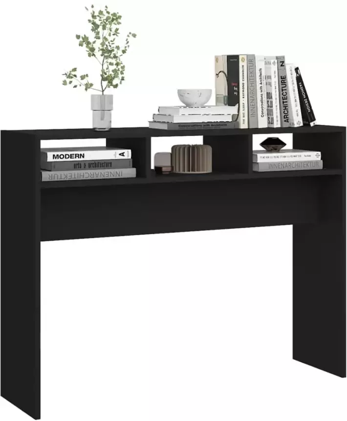 VidaXL -Wandtafel-105x30x80-cm-bewerkt-hout-zwart - Foto 4