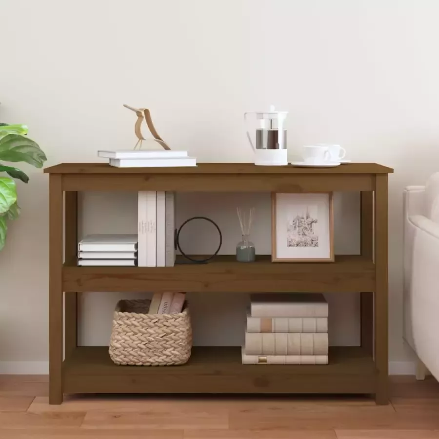 VidaXL -Wandtafel-110x40x74-cm-massief-grenenhout-honingbruin - Foto 3