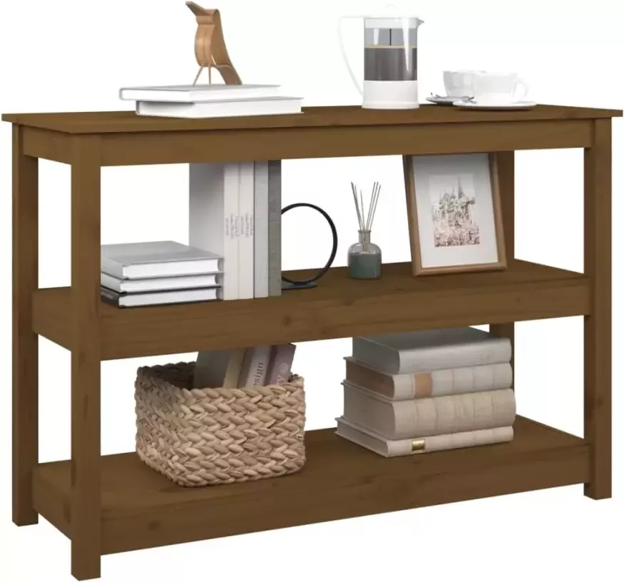 VidaXL -Wandtafel-110x40x74-cm-massief-grenenhout-honingbruin - Foto 2