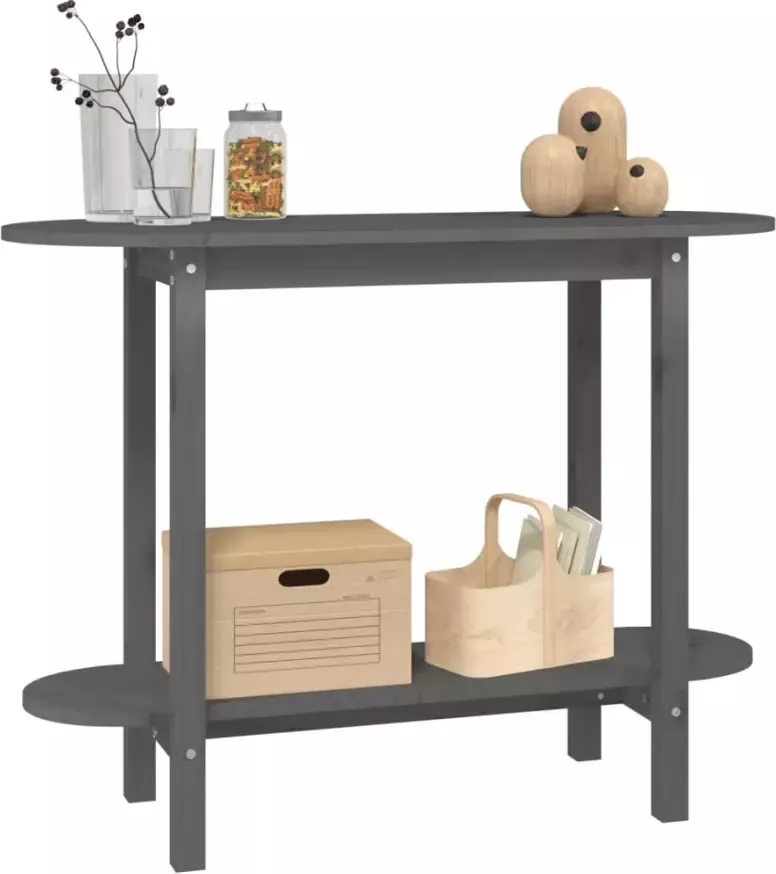 VidaXL -Wandtafel-110x40x80-cm-massief-grenenhout-grijs - Foto 4