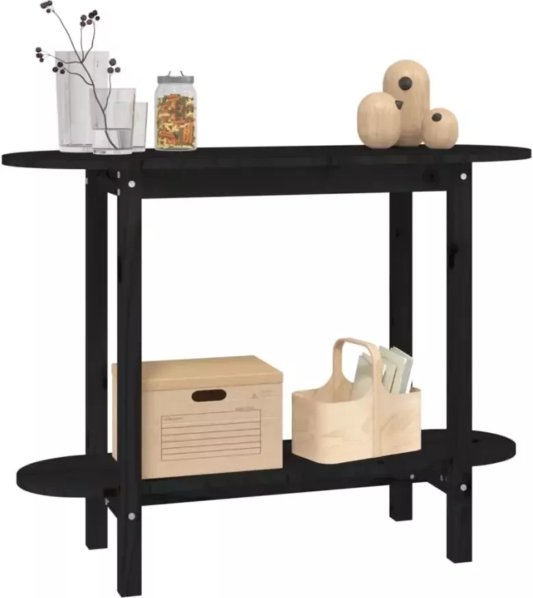 VidaXL -Wandtafel-110x40x80-cm-massief-grenenhout-zwart - Foto 4