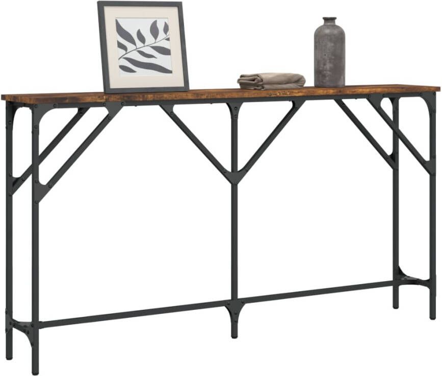 VidaXL -Wandtafel-140x23x75-cm-bewerkt-hout-gerookt-eikenkleurig