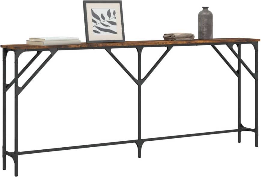 VidaXL -Wandtafel-180x23x75-cm-bewerkt-hout-gerookt-eikenkleurig - Foto 2