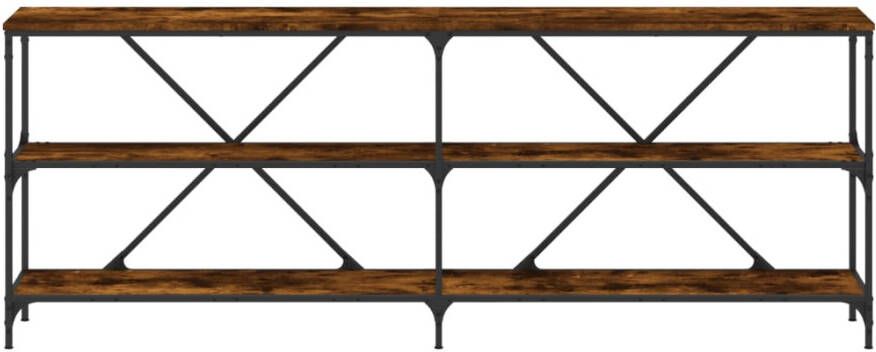 VidaXL -Wandtafel-200x30x75-cm-bewerkt-hout-en-ijzer-gerookt-eikenkleur - Foto 4