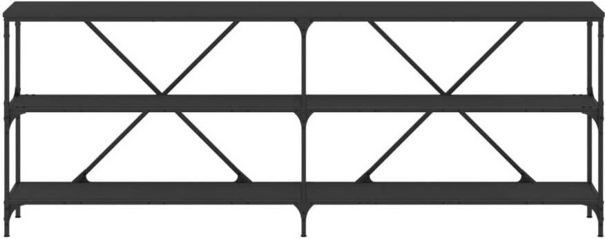 VidaXL -Wandtafel-200x30x75-cm-bewerkt-hout-en-ijzer-zwart - Foto 4
