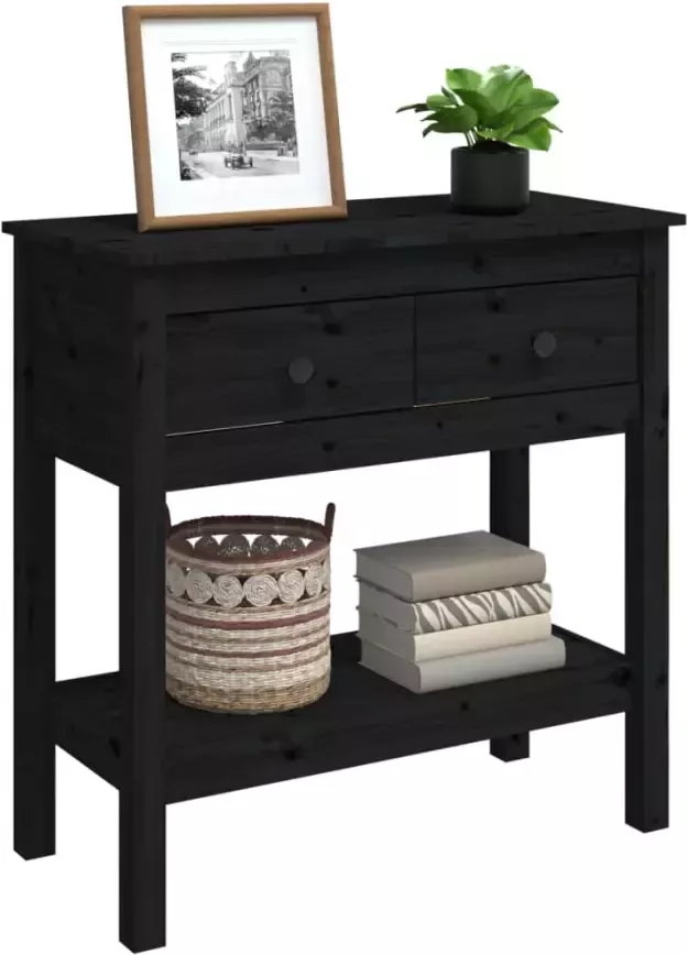 VidaXL -Wandtafel-75x35x75-cm-massief-grenenhout-zwart - Foto 4