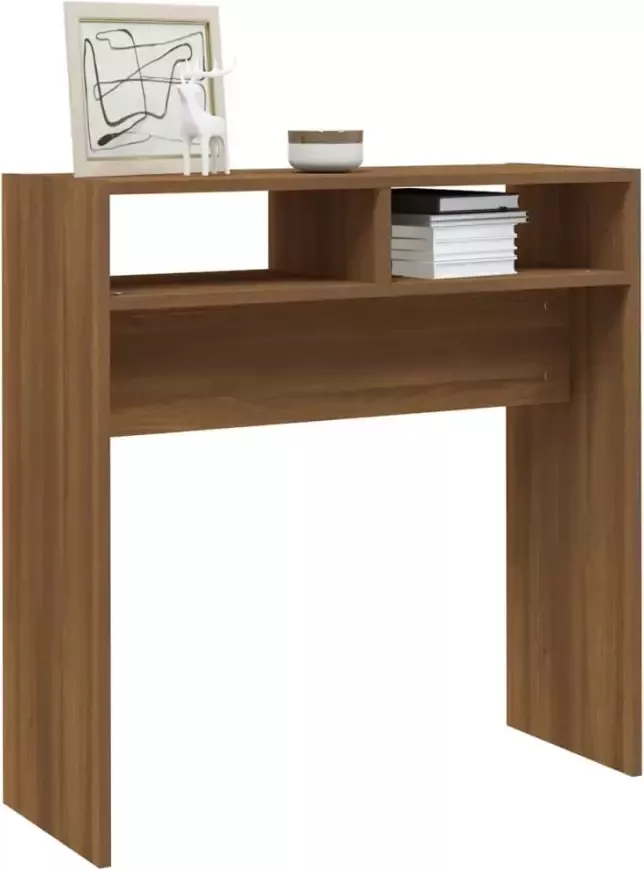 VidaXL -Wandtafel-78x30x80-cm-bewerkt-hout-bruineikenkleurig - Foto 4