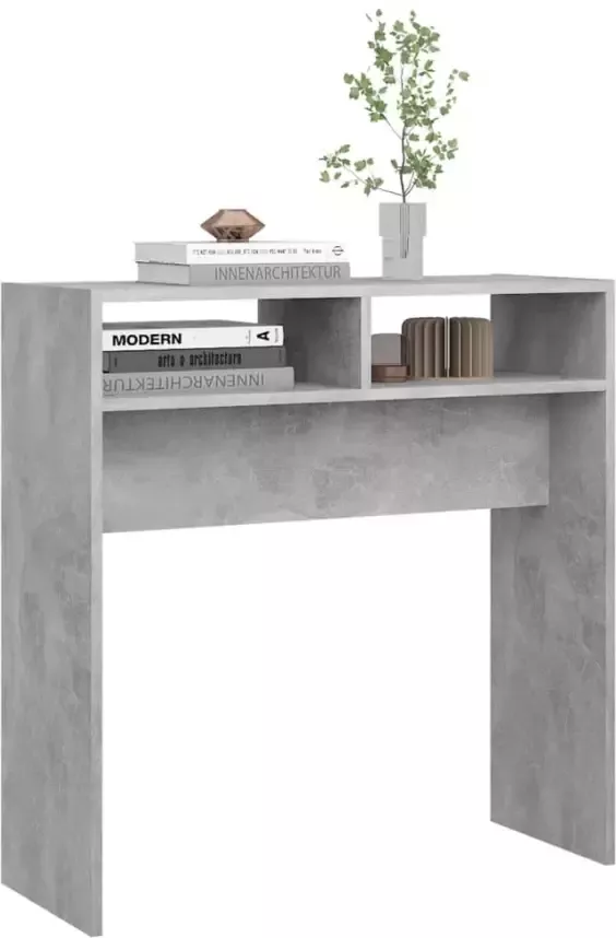 VidaXL -Wandtafel-78x30x80-cm-bewerkt-hout-betongrijs - Foto 4