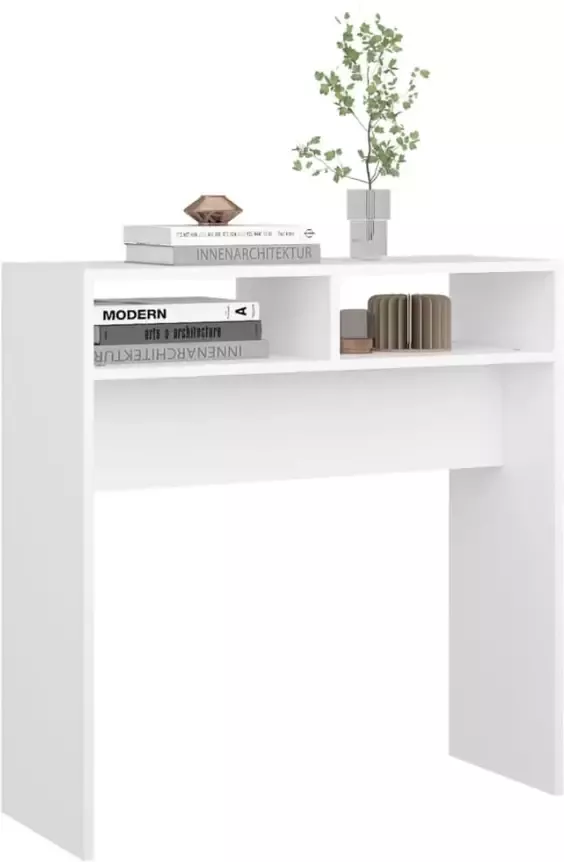 VidaXL -Wandtafel-78x30x80-cm-bewerkt-hout-wit - Foto 4