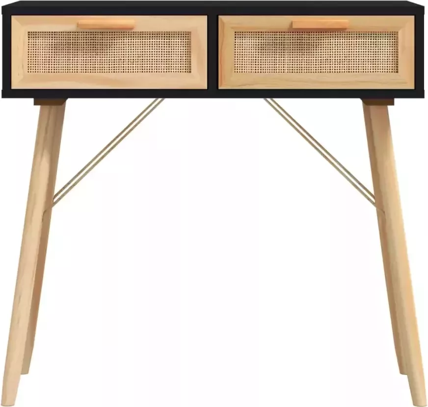 VidaXL -Wandtafel-80x30x75-cm-massief-grenenhout-en-natuurlijk-rattan - Foto 4