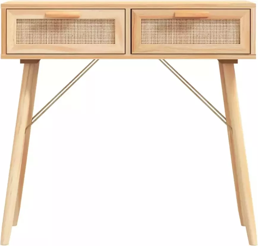 VidaXL -Wandtafel-80x30x75-cm-massief-grenenhout-en-natuurlijk-rattan - Foto 3