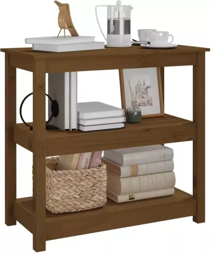 VidaXL -Wandtafel-80x40x74-cm-massief-grenenhout-honingbruin - Foto 4