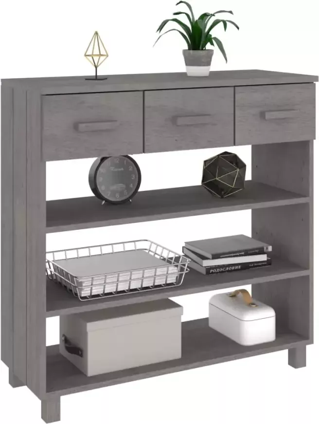 VidaXL -Wandtafel-HAMAR-90x35x90-cm-massief-grenenhout-lichtgrijs - Foto 4