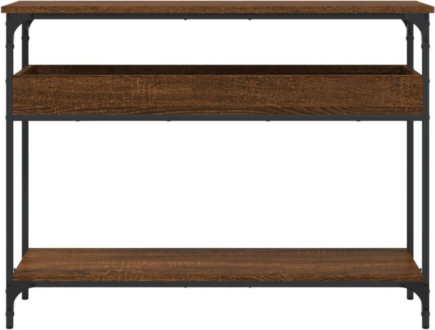 VidaXL -Wandtafel-met-schap-100x29x75-cm-bewerkt-hout-bruineikenkleurig - Foto 4