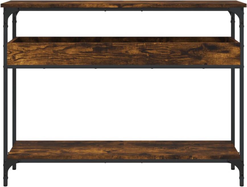 VidaXL -Wandtafel-met-schap-100x29x75-cm-bewerkt-hout-gerookt-eiken - Foto 4