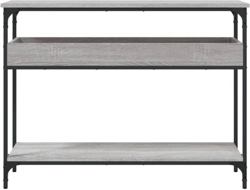 VidaXL -Wandtafel-met-schap-100x29x75-cm-bewerkt-hout-grijs-sonoma - Foto 4
