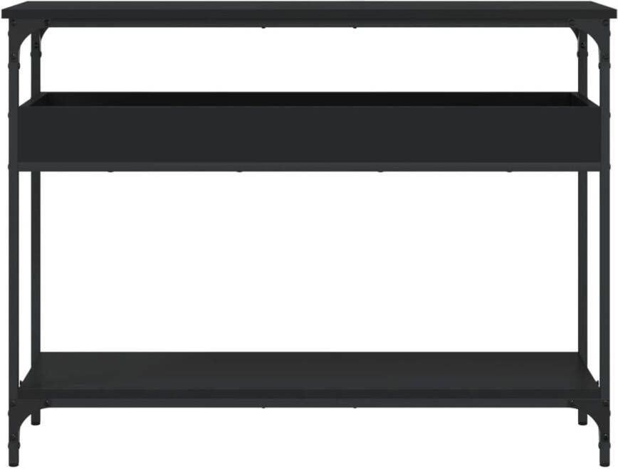 VidaXL -Wandtafel-met-schap-100x29x75-cm-bewerkt-hout-zwart - Foto 4