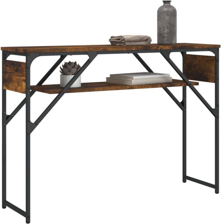 VidaXL -Wandtafel-met-schap-105x30x75-cm-bewerkt-hout-gerookt-eiken