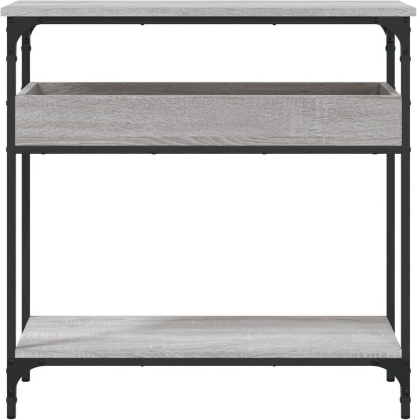 VidaXL -Wandtafel-met-schap-75x29x75-cm-bewerkt-hout-grijs-sonoma-eiken - Foto 3