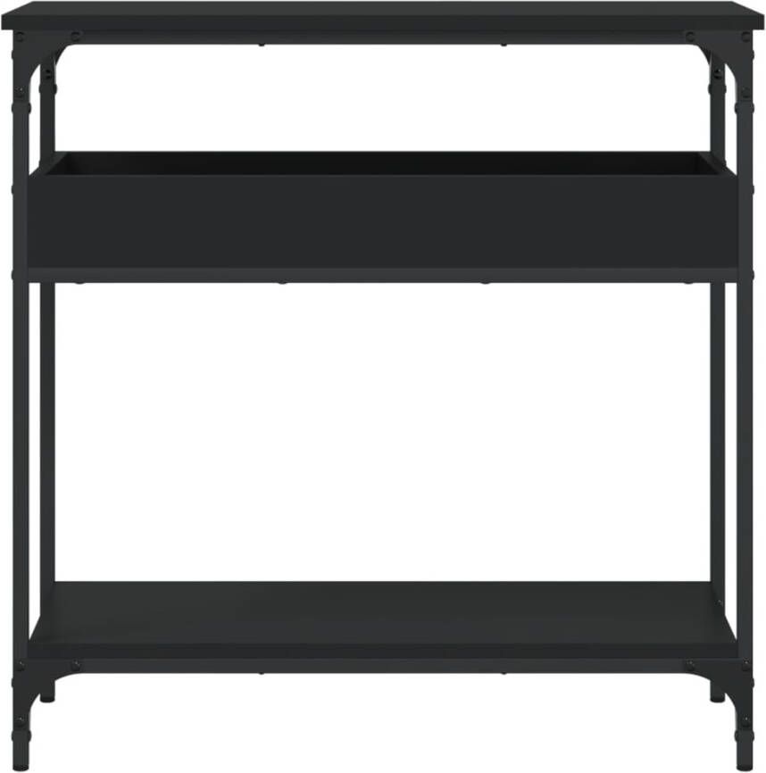 VidaXL -Wandtafel-met-schap-75x29x75-cm-bewerkt-hout-zwart - Foto 3