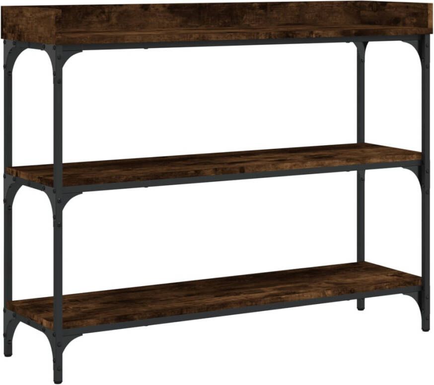 VidaXL -Wandtafel-met-schappen-100x30x80-cm-gerookt-eikenkleurig - Foto 5