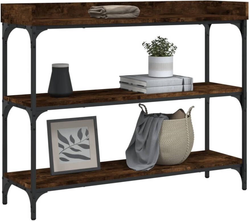 VidaXL -Wandtafel-met-schappen-100x30x80-cm-gerookt-eikenkleurig - Foto 3