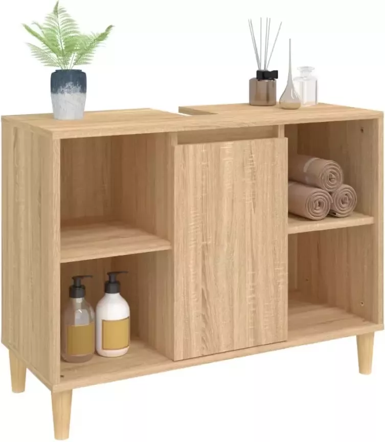 VIDAXL Wastafelkast 80x33x60 cm bewerkt hout sonoma eikenkleurig - Foto 3