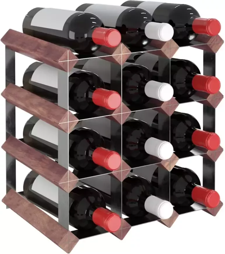 VIDAXL Wijnrek voor 12 flessen massief grenenhout bruin - Foto 3