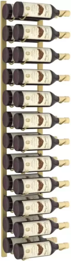 VIDAXL Wijnrek voor 24 flessen wandmontage ijzer goudkleurig