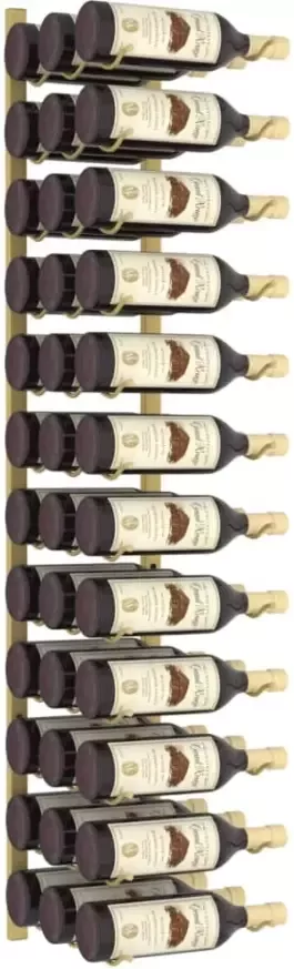 VIDAXL Wijnrek voor 36 flessen wandmontage ijzer goudkleurig