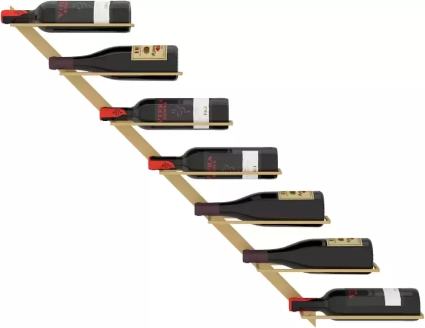 VIDAXL Wijnrek voor 7 flessen wandmontage metaal goudkleurig - Foto 2