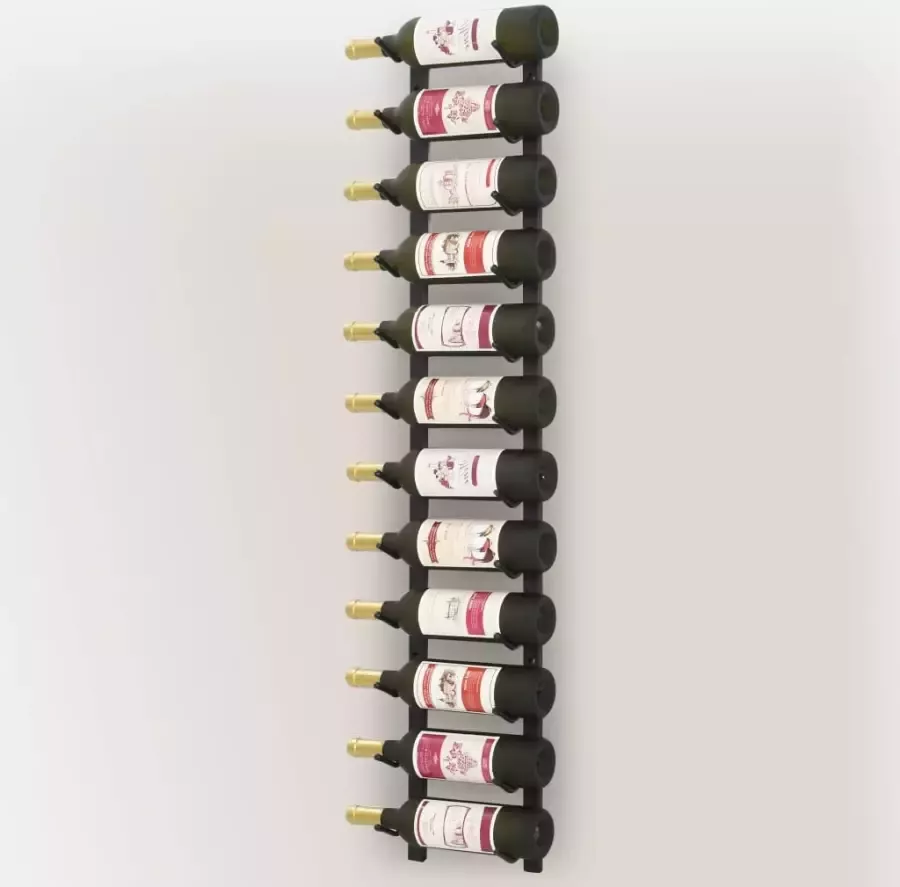 VIDAXL Wijnrek wandmontage voor 12 flessen ijzer zwart