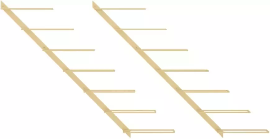 VIDAXL Wijnrekken 2 st voor 7 flessen wandmontage metaal goudkleurig - Foto 2
