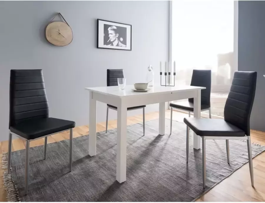 Merkloos Coburg uitschuifbare tafel Wit decor 40 cm verlenging L120 160 x H76 5 x D70 cm