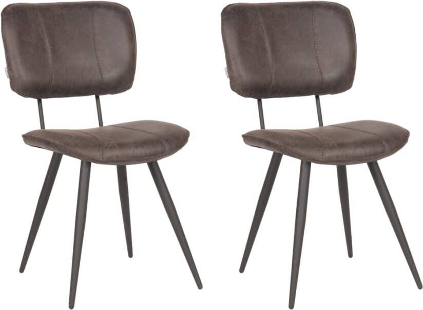 LABEL51 Eetkamerstoelen 2 st Fos 49x60x87 cm antracietkleurig