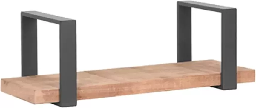 LABEL51 Wandschap Slam XXL 120x23x20 cm hout gebrand staalkleurig