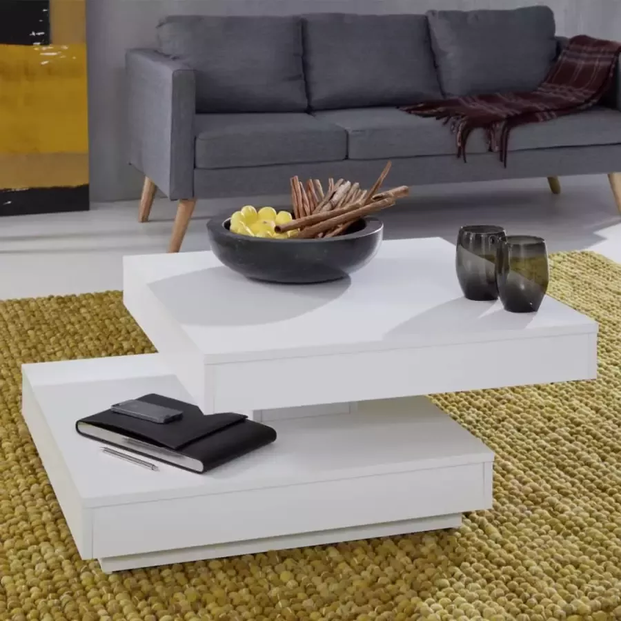 Trendteam smart living woonkamer salontafel universele woonkamertafel 70 x 35 x 70 cm in wit met draaibaar tafelblad