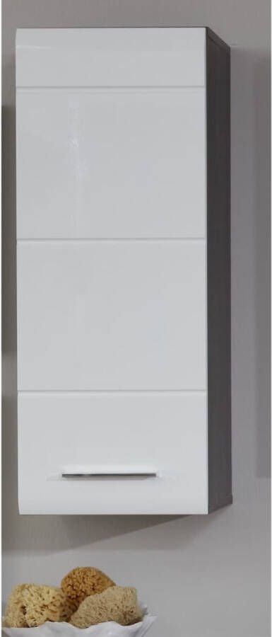 Hioshop LineBad badkamerkast 1 deur gerookt zilver wit hoogglans. - Foto 5