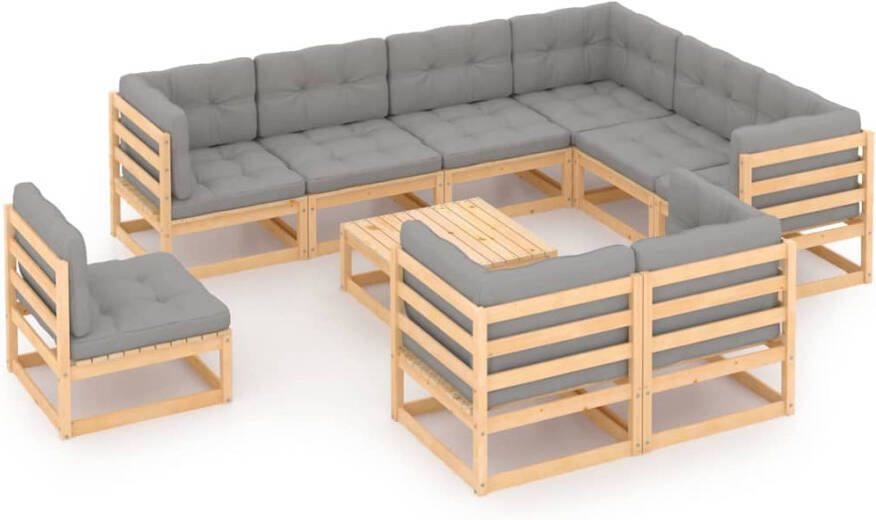 VidaXL 10-delige Loungeset met kussens massief grenenhout - Foto 4