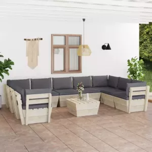 VIDAXL 10-delige Loungeset met kussens pallet vurenhout